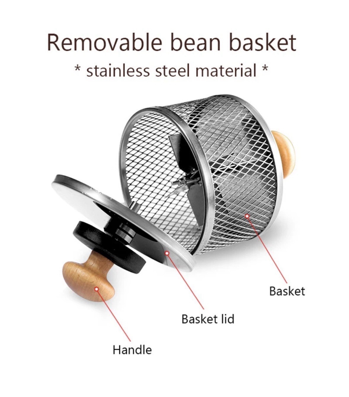 Automatic Electric Coffee Bean Baking Machine Hot-air Coffee Baker Roaster 1500W