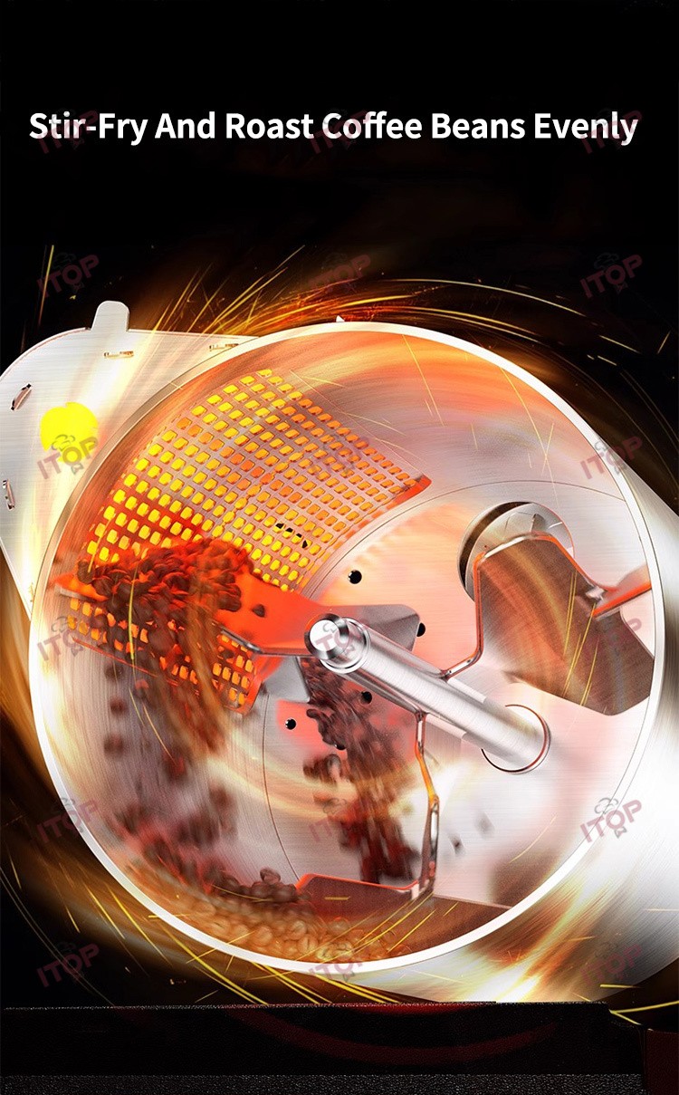 200g Electric Coffee Bean Roaster Stir Roasting 3 Modes Optional Baking Curve