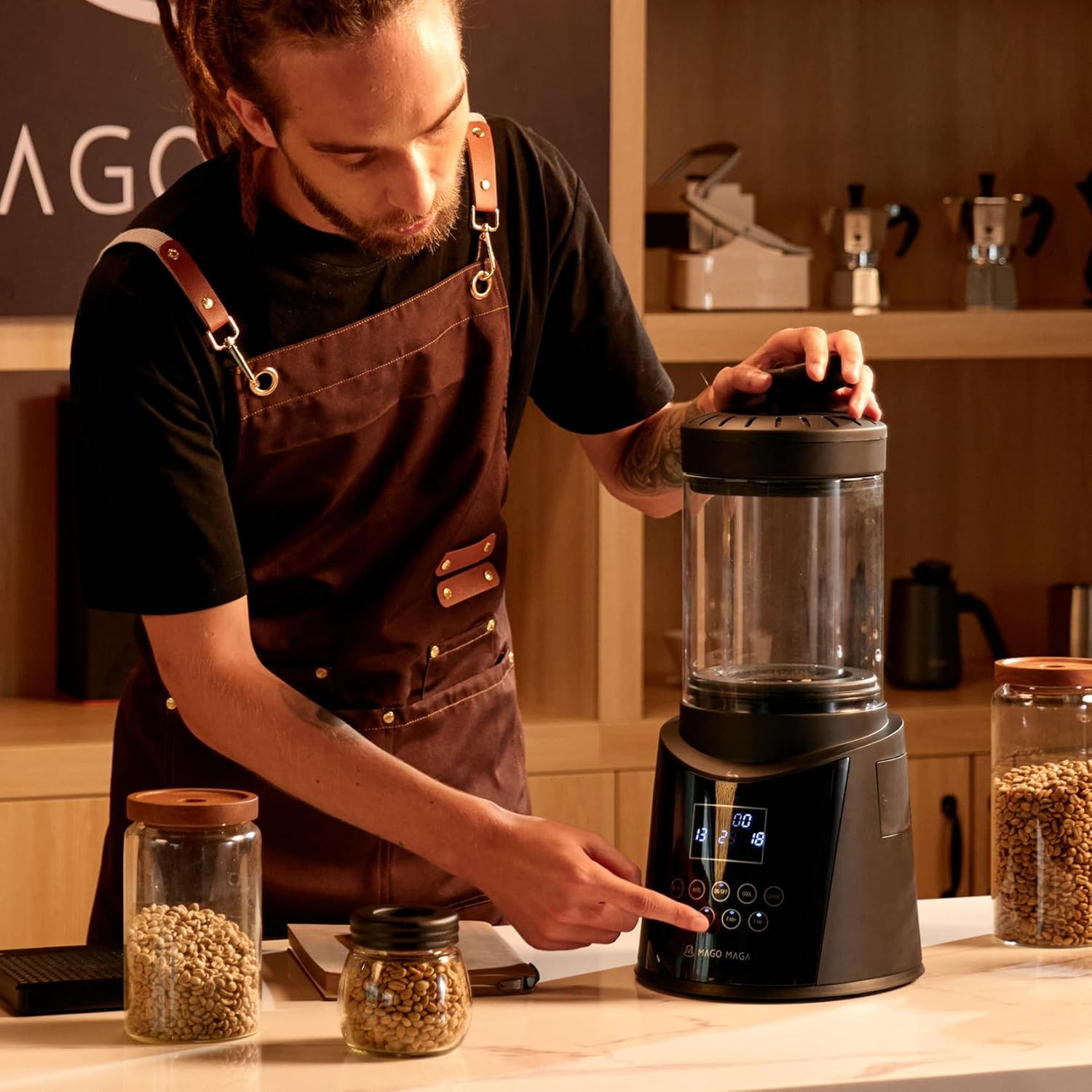 Smart Home Coffee Roaster with Digital Display & Auto-Cooling, 300G Capacity