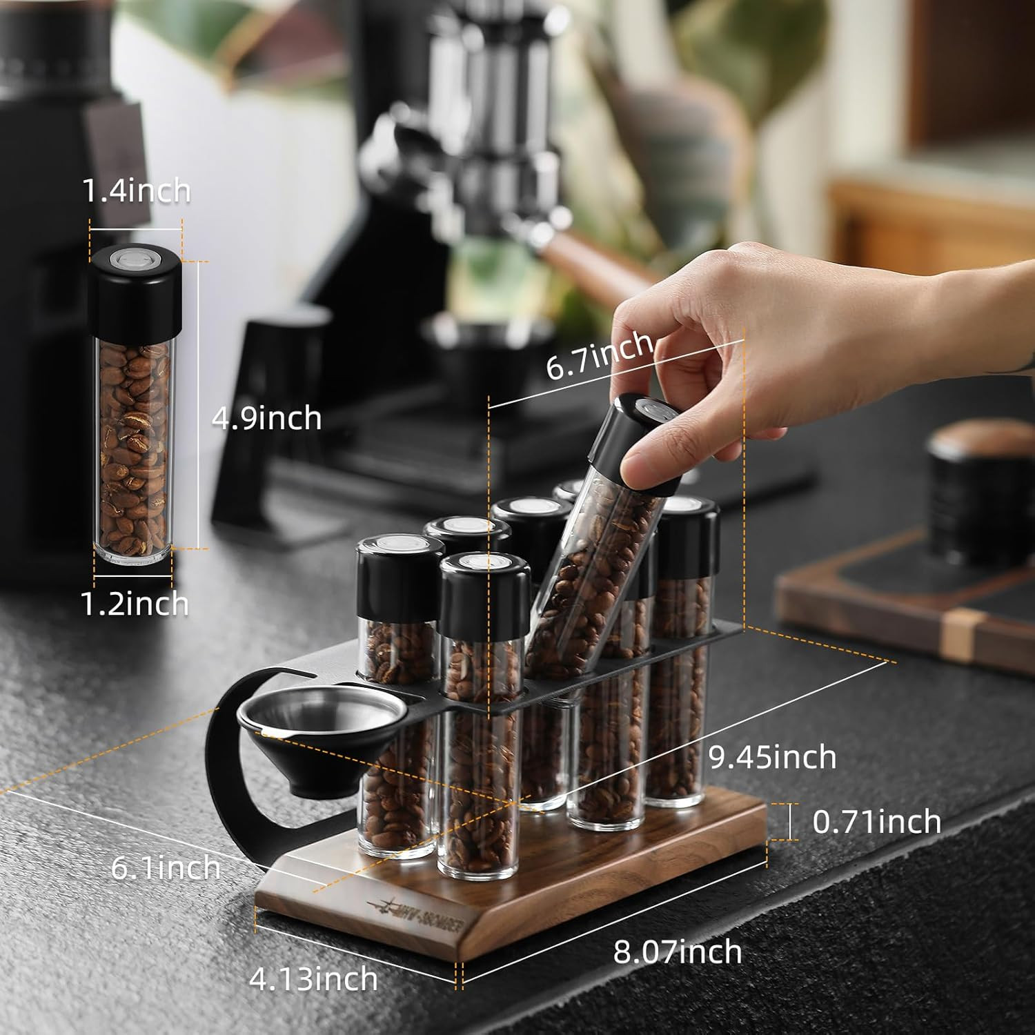 Coffee Bean Storage Tubes & Grinder Cleaning Kit