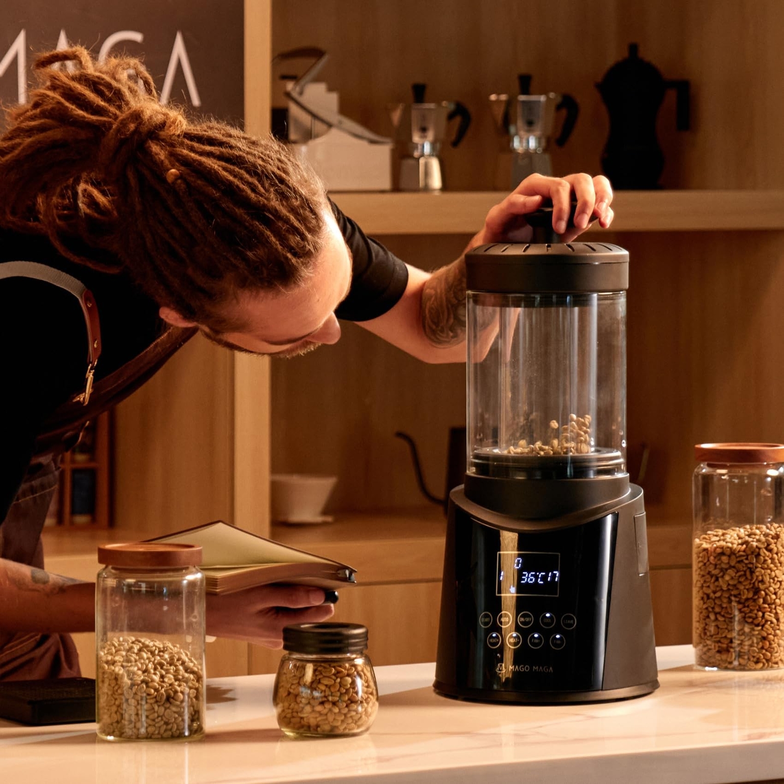 Smart Home Coffee Bean Roaster, Digital Display, Auto and Manual Modes, 300g …