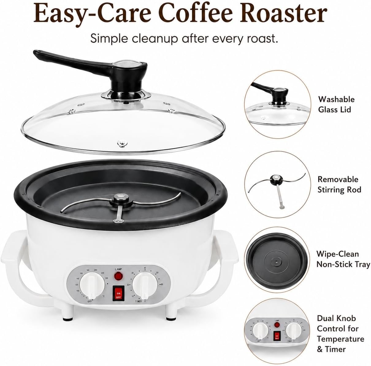 Upgrade Coffee Roaster Machine for Home Use, 110V Household Electric Coffee Bean
