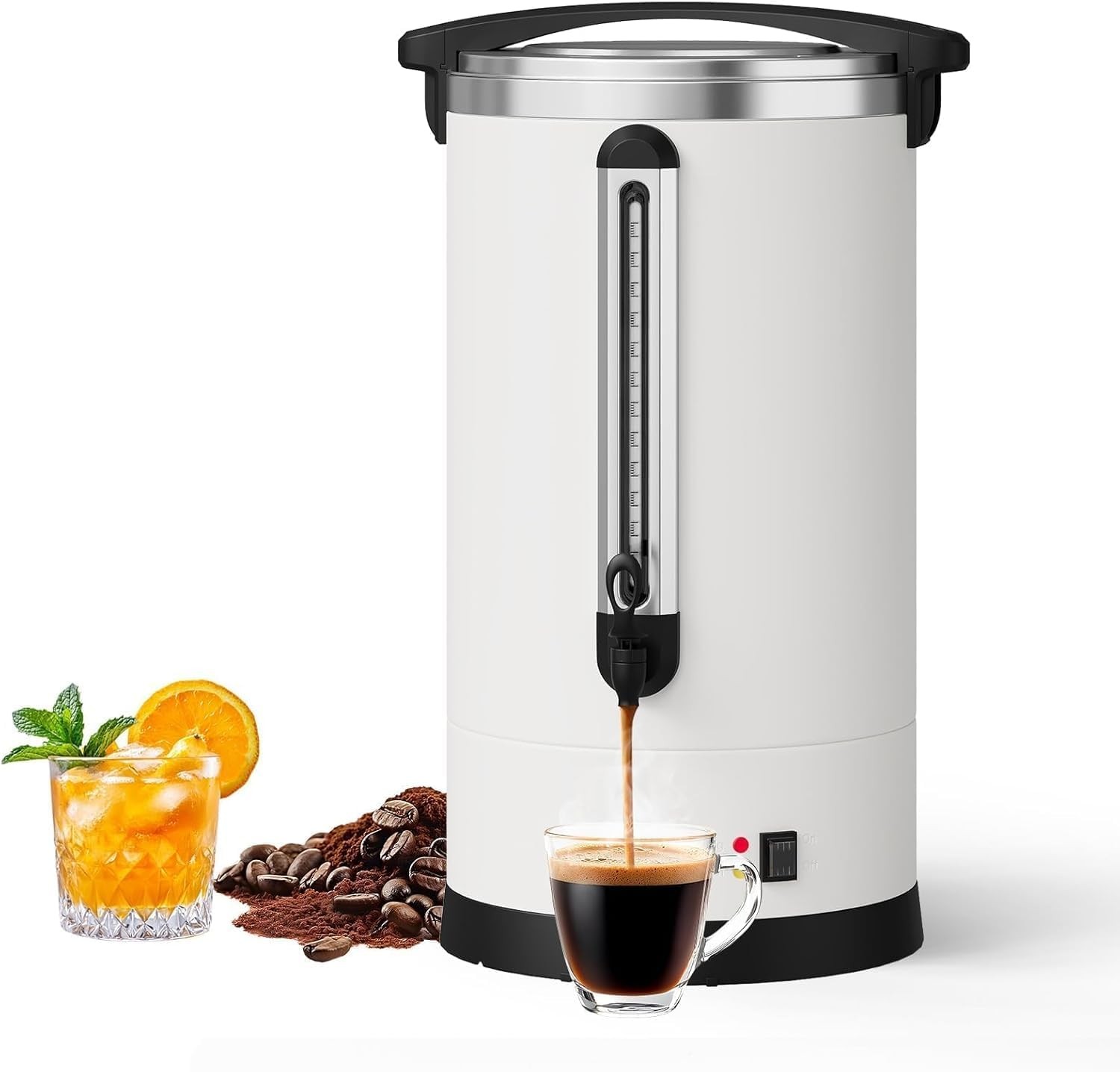 120 Cup Coffee Urn 18L/4.8Gal Stainless Steel Electric Hot Water Dispenser White