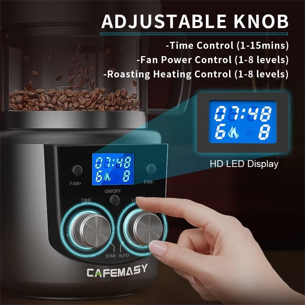 Coffee Bean Roaster Machine – Home Use Air Coffee Roaster with Adjustable Timer