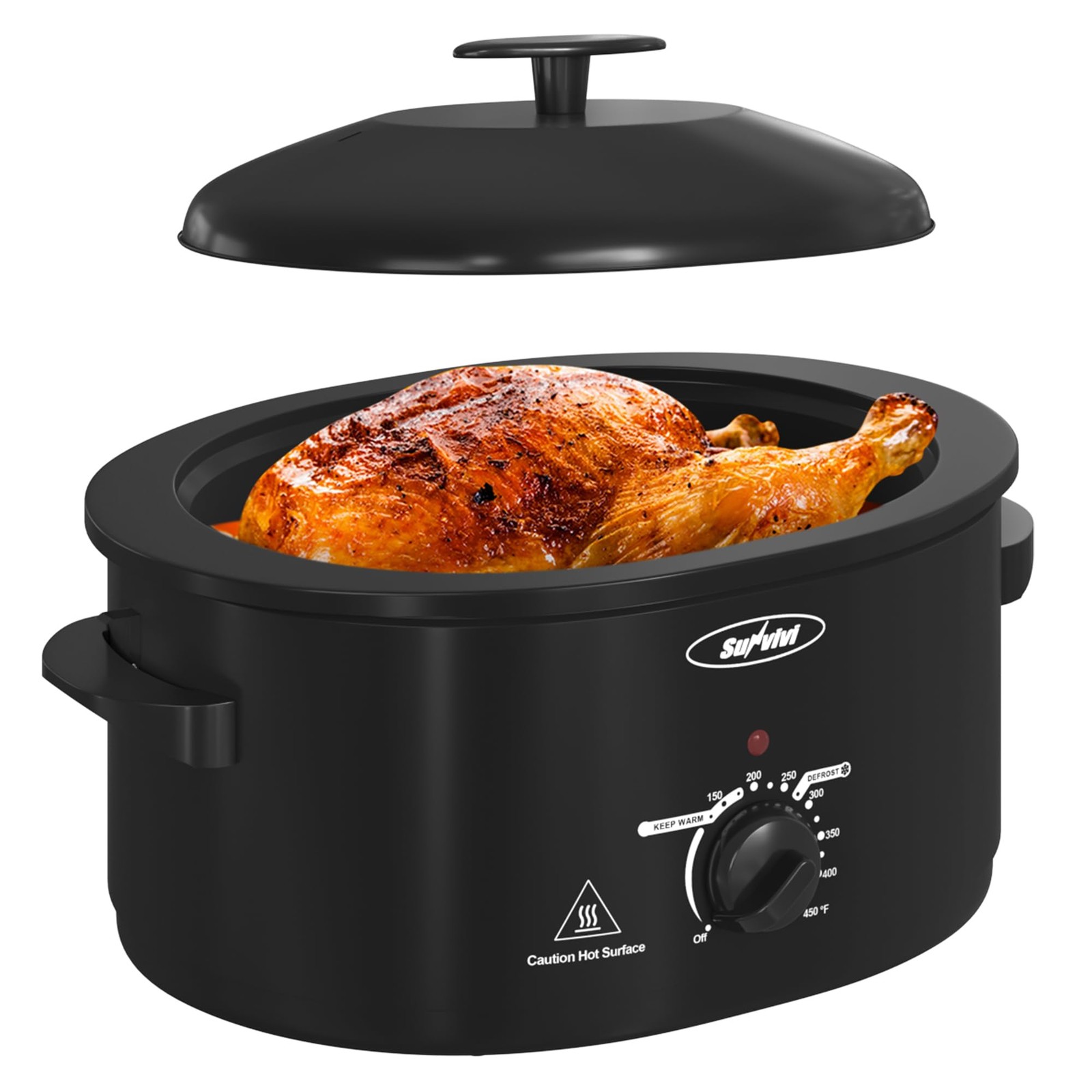 Sunvivi 8-Qt Electric Roaster Oven, Self-Basting Lid, Turkey & Roasts