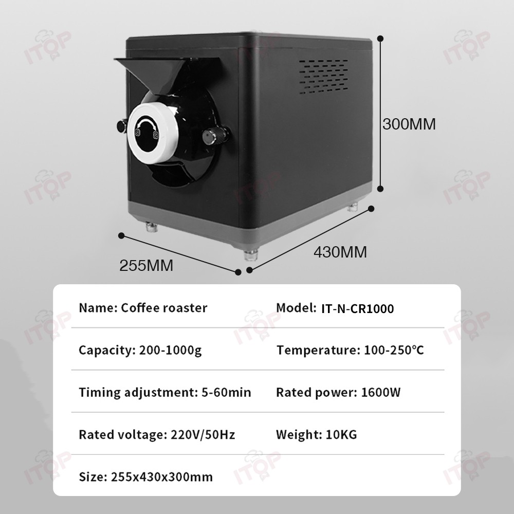 1000g Electric Coffee Bean Roaster Grain Baking Machine 1600W Drum Roasting