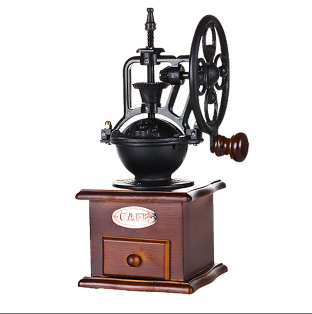 Samll MIni Vintage Grinder Manual Coffee Bean coffe wood/iron coffee machine