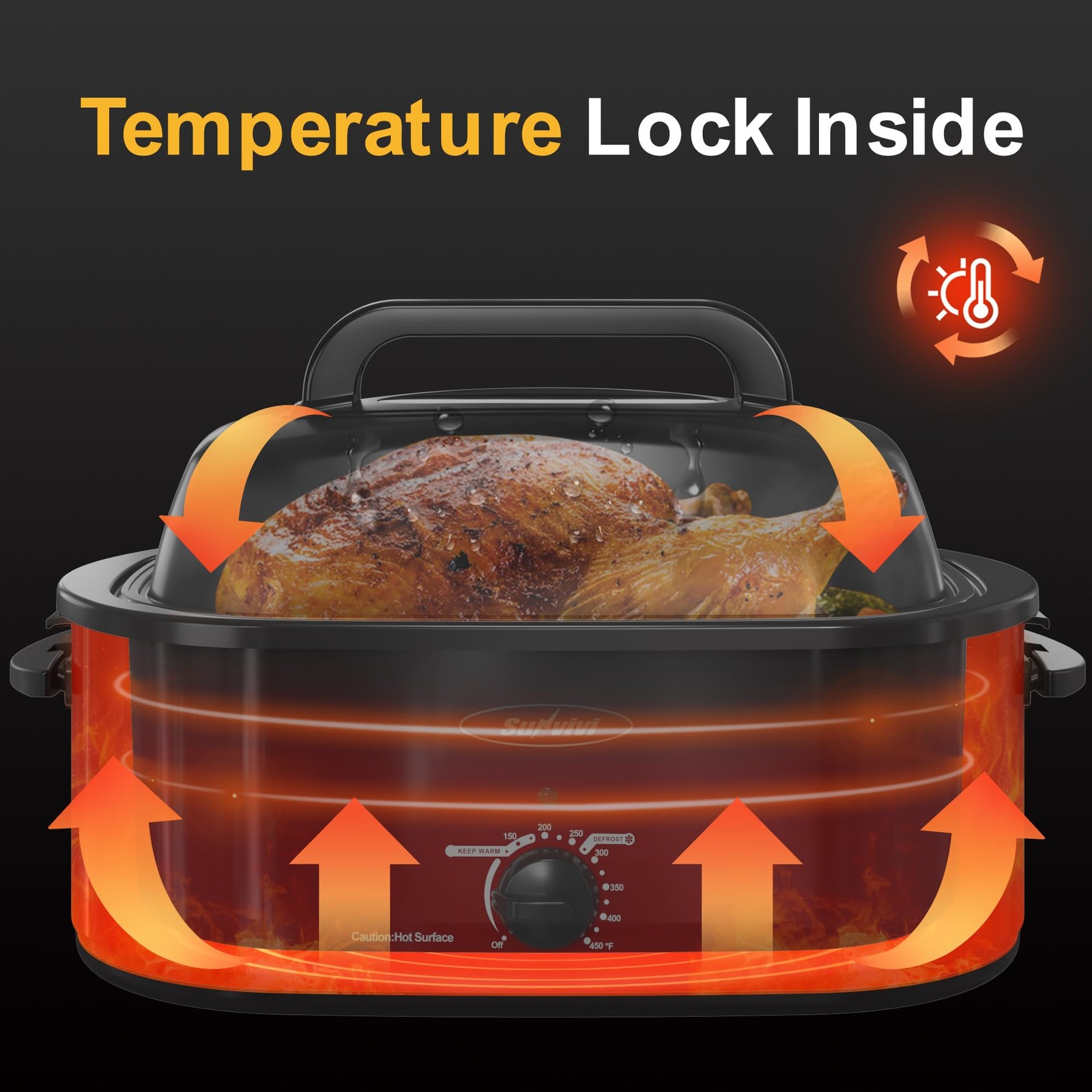 Sunvivipro Roaster Oven Electric Roaster Oven Viewing Lid Large Roaster