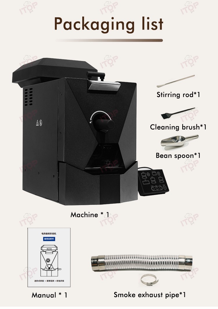 ITOP Electric Coffee Bean Roaster Drum Roaster 3 Operating Modes Espresso Tool