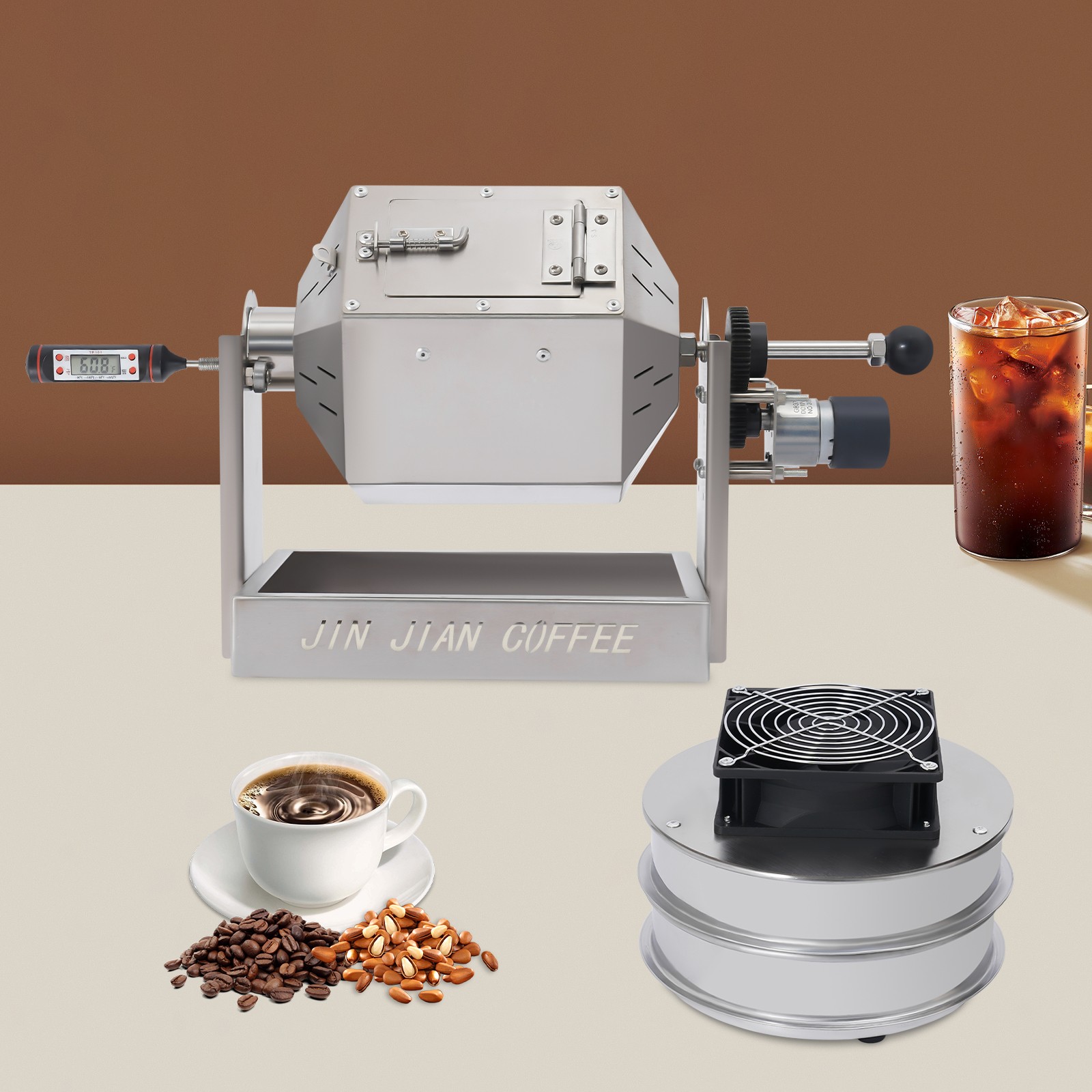3.8L/3.45Qt Coffee Bean Roaster Commercial Coffee Bean Roaster Machine Drum Type