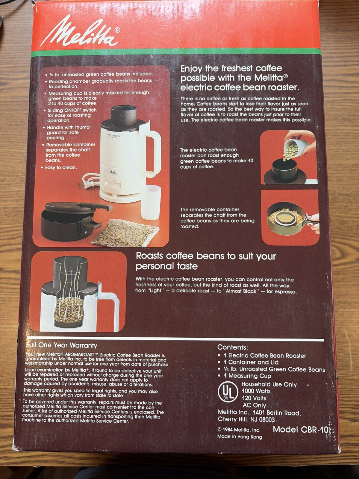 NIB VTG 80s Melitta Electric Coffee Bean Roaster AromaRoast Model CBR-10 NOS