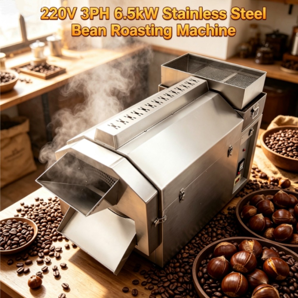 Commercial Electric Roaster 55Lbs 220V Stainless Steel Drum Roasting Machine