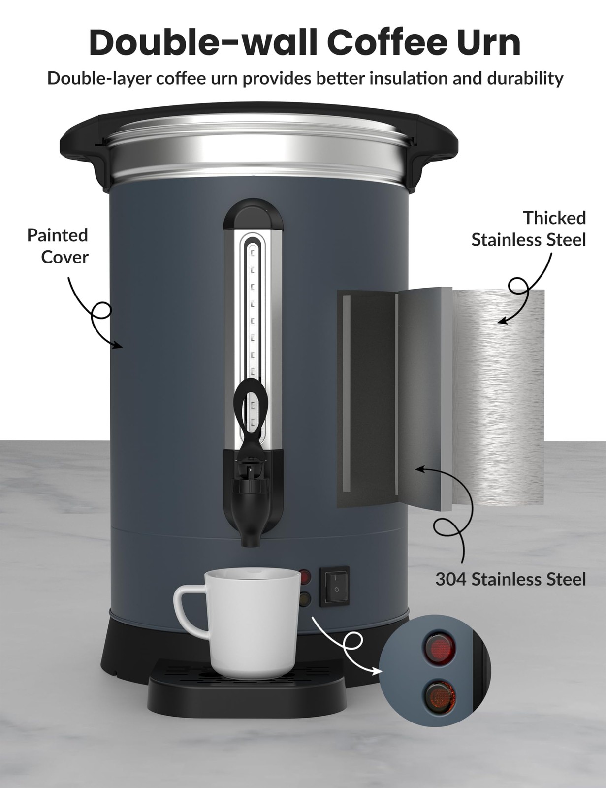 120 Cup Commercial Electric Coffee Urn Stainless Steel Hot Water Dispenser