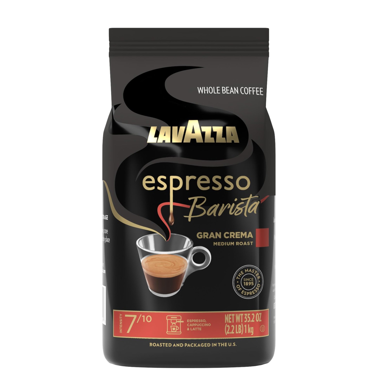 Lavazza Espresso Barista Gran Crema Whole Bean 2.2 Pound (Pack of 1), Black