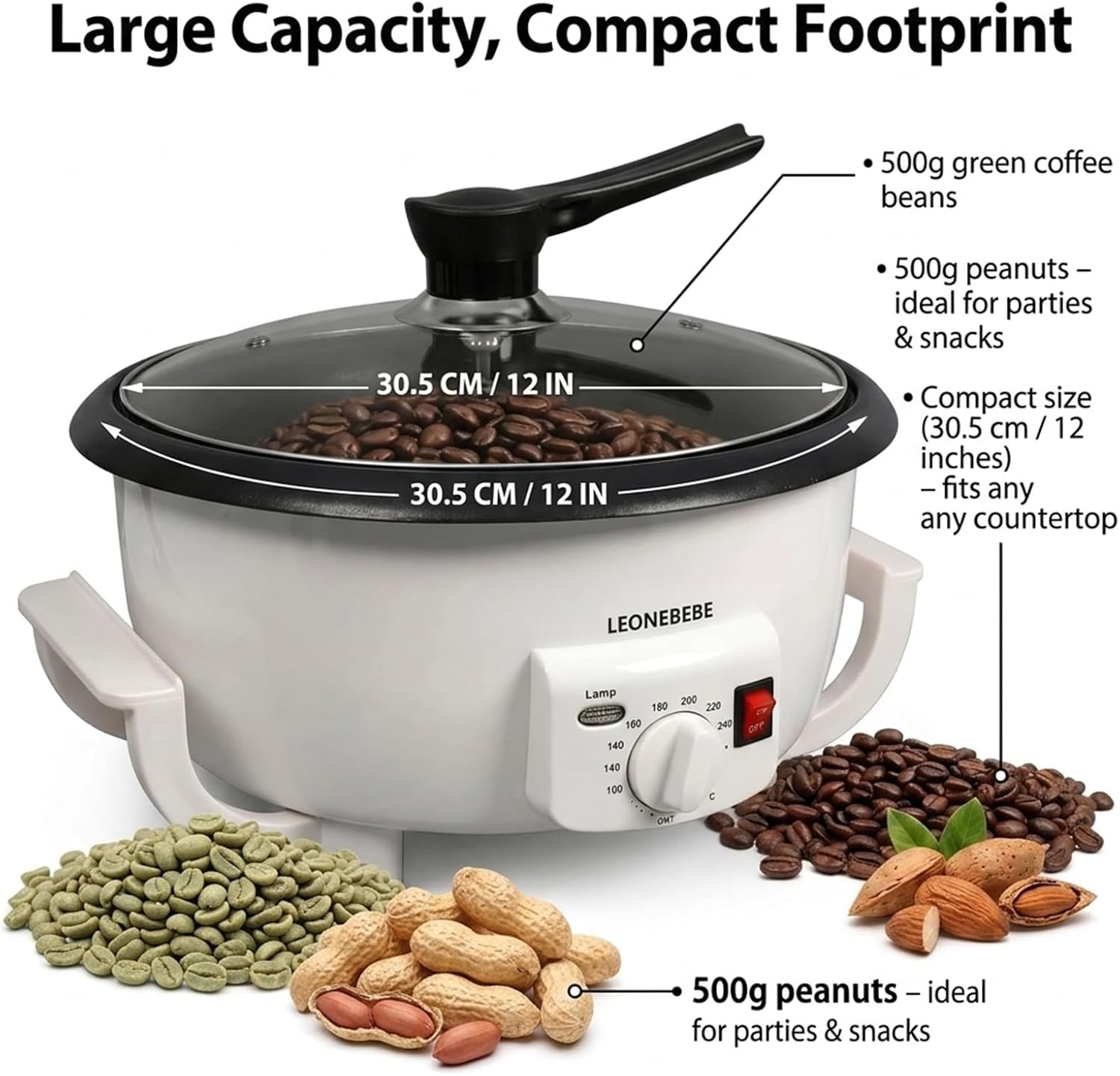 Home Coffee Bean Roaster Machine for Beginner Electric Nut Peanut Cashew