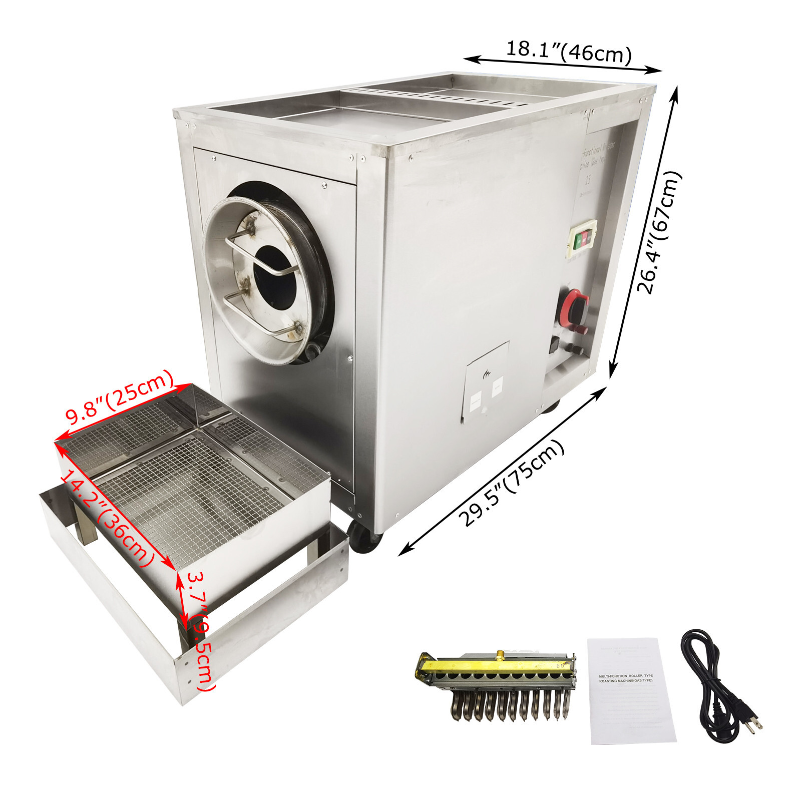 110V Full-automatic Commercial Coffee Bean Nut Roaster Drum Frying Machine