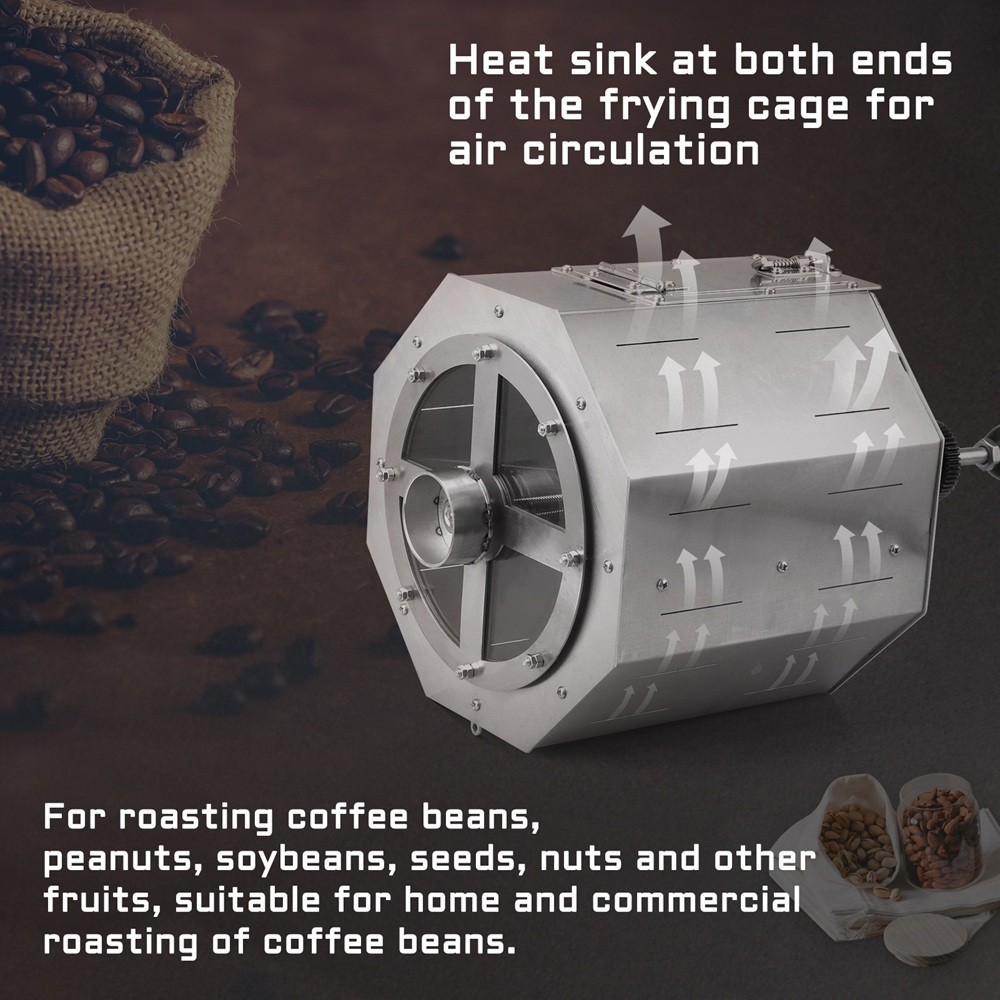 8L Electric Coffee Beans Roasting Baking Machine Gas Burner Drum Type 110V/220V