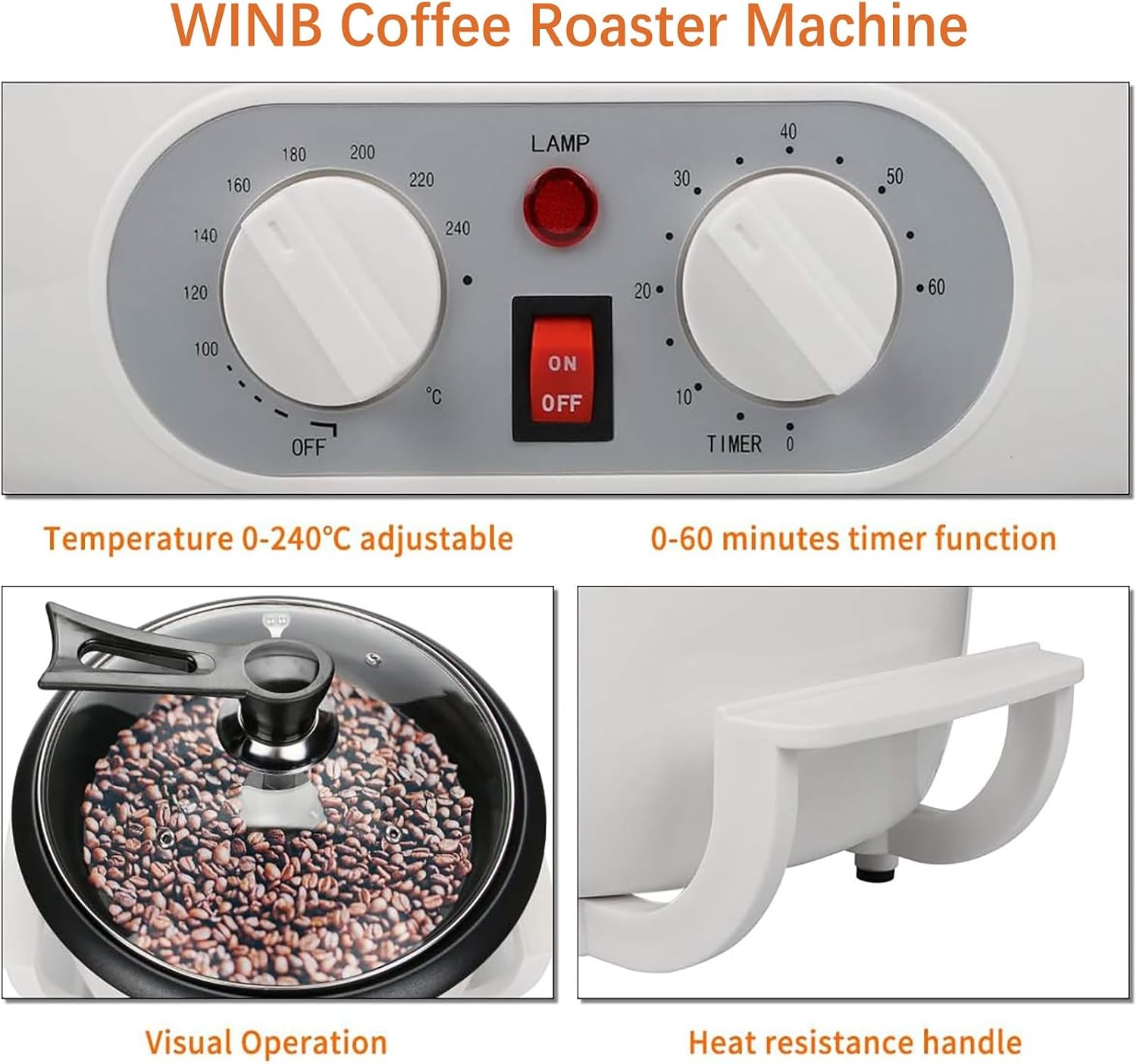 WINB Coffee Roaster Machine for Home Use, 110V Household Electric Coffee Bean