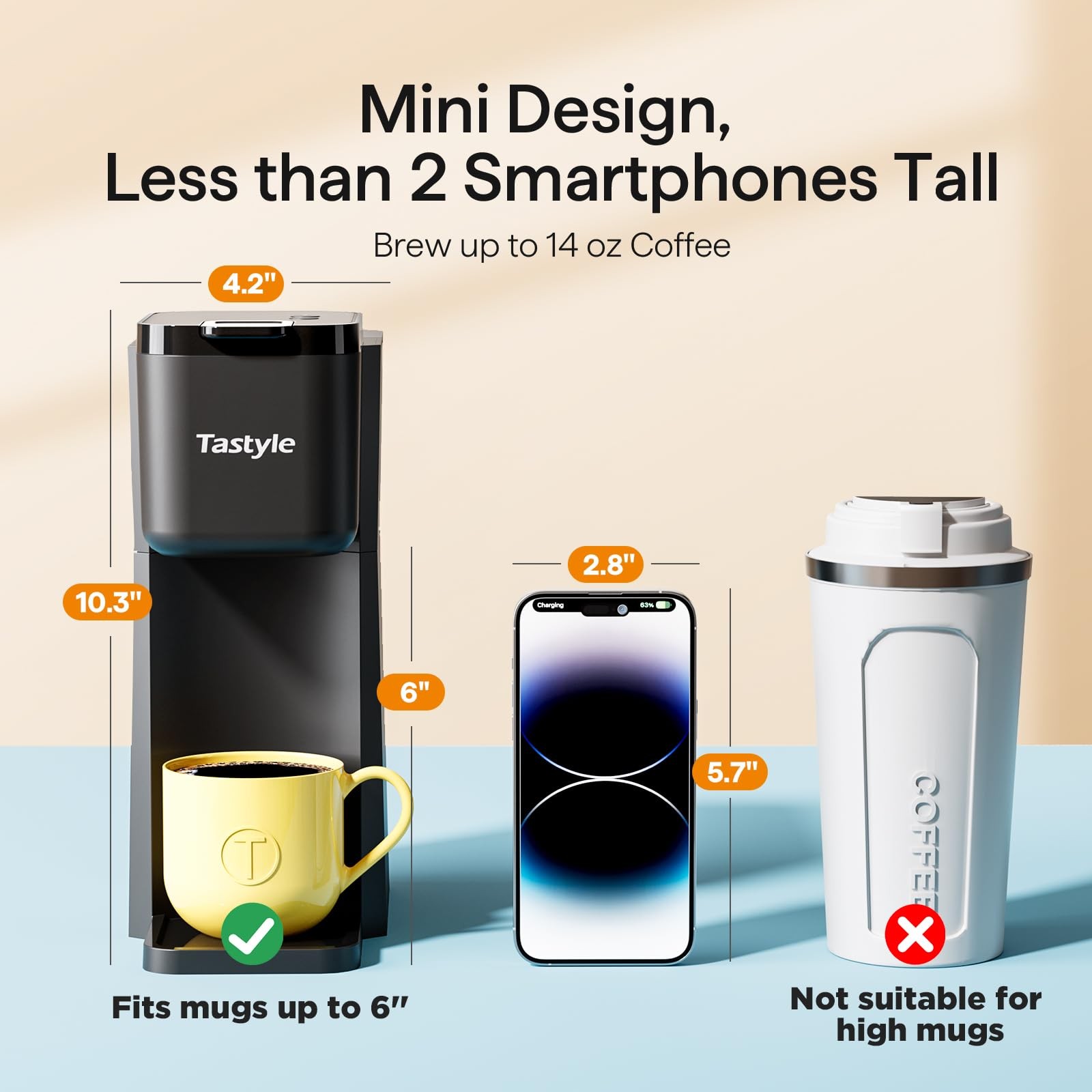 Tastyle Mini Hot and Iced Coffee Maker Single Serve, for K Cup Classic Black