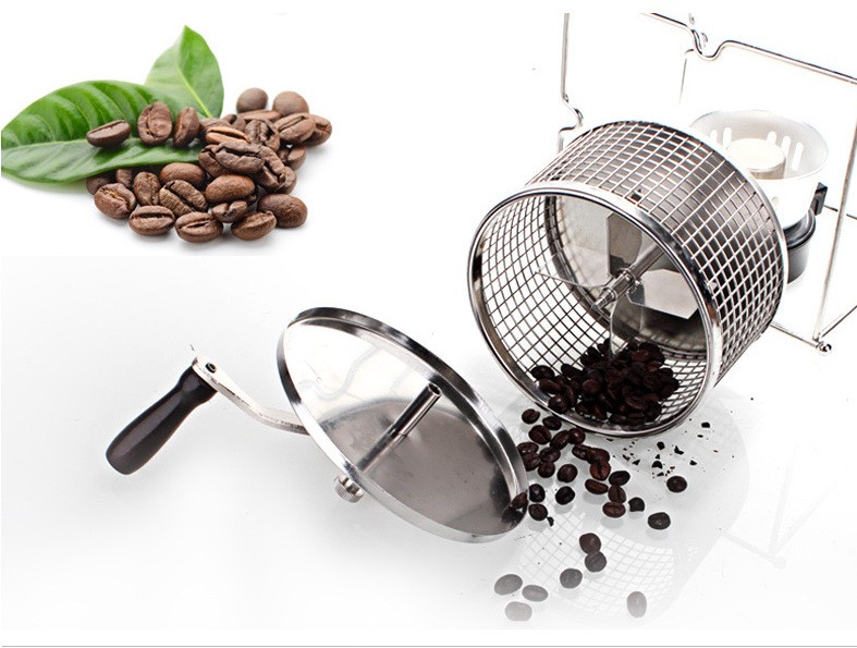 Manual Coffee Bean Roaster Portable Stainless Steel Cafe Bean Nut Machine Roller