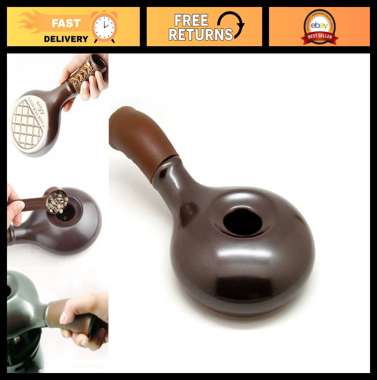 Handy Ceramic Coffee Bean Roaster – Eco-Friendly, Portable, Perfect for Home Use