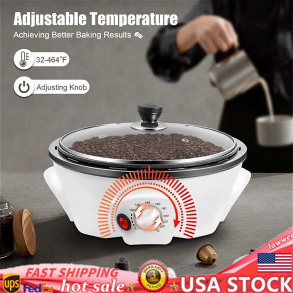 110V Electric Home Coffee Bean Roasting Machine Roaster Baker Non-stick Pan Home