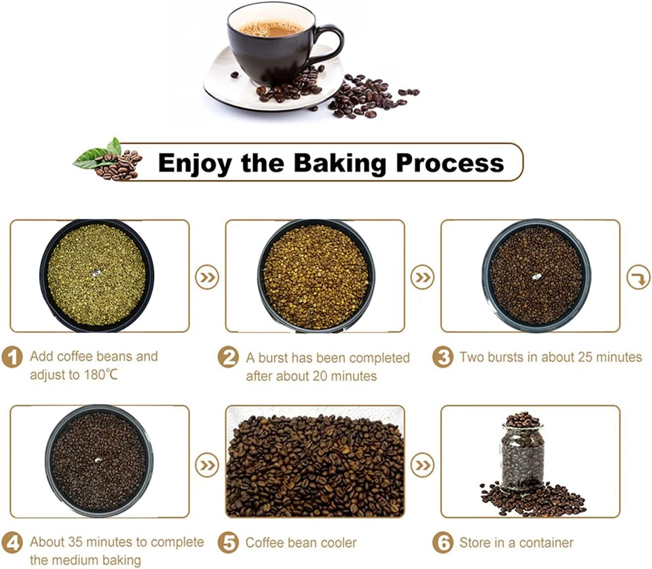 Home Coffee Roaster, Household Electric Coffee Bean Baker Nut Peanut Cashew Ches