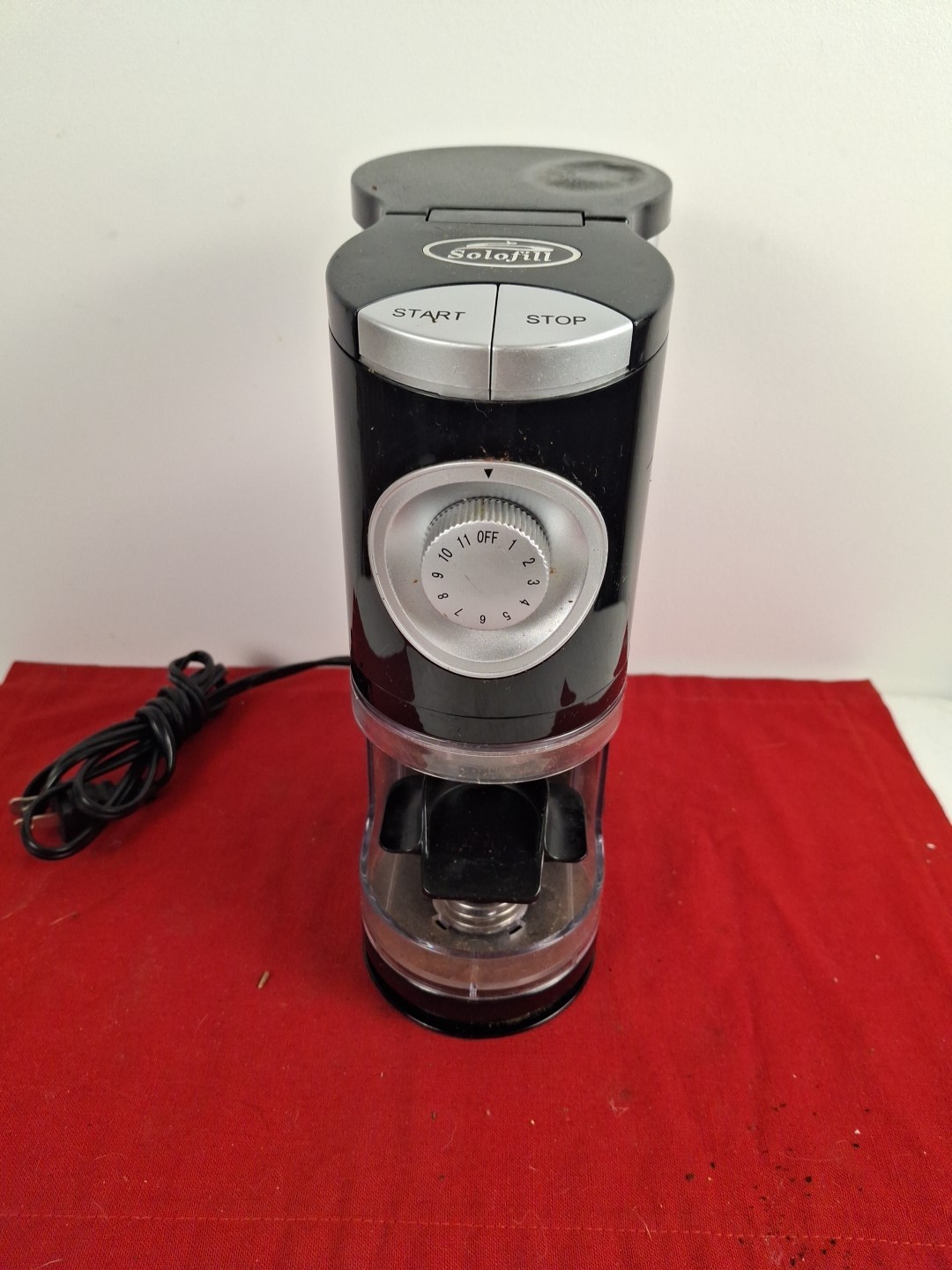 Solofill SoloGrind 2-in-1 Automatic Single Serve Coffee Burr Grinder, Black