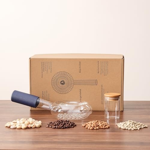 Portable Glass Coffee Bean Roaster, 11.8 x 11.8*5.9*3.5 white and transparent