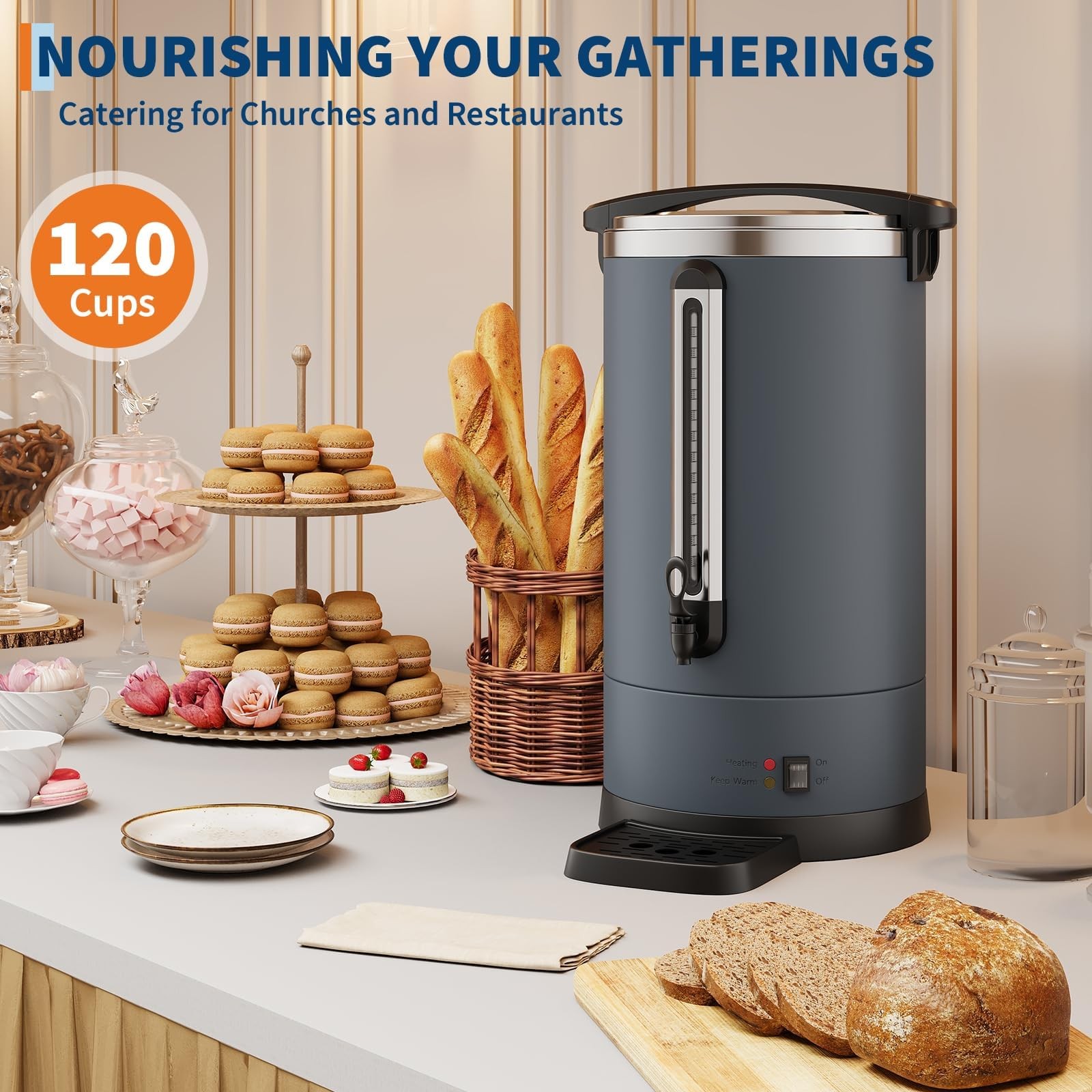 120 Cup Commercial Electric Coffee Urn Stainless Steel Hot Water Dispenser