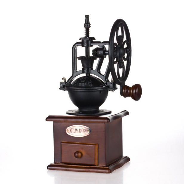 Samll MIni Vintage Grinder Manual Coffee Bean coffe wood/iron coffee machine